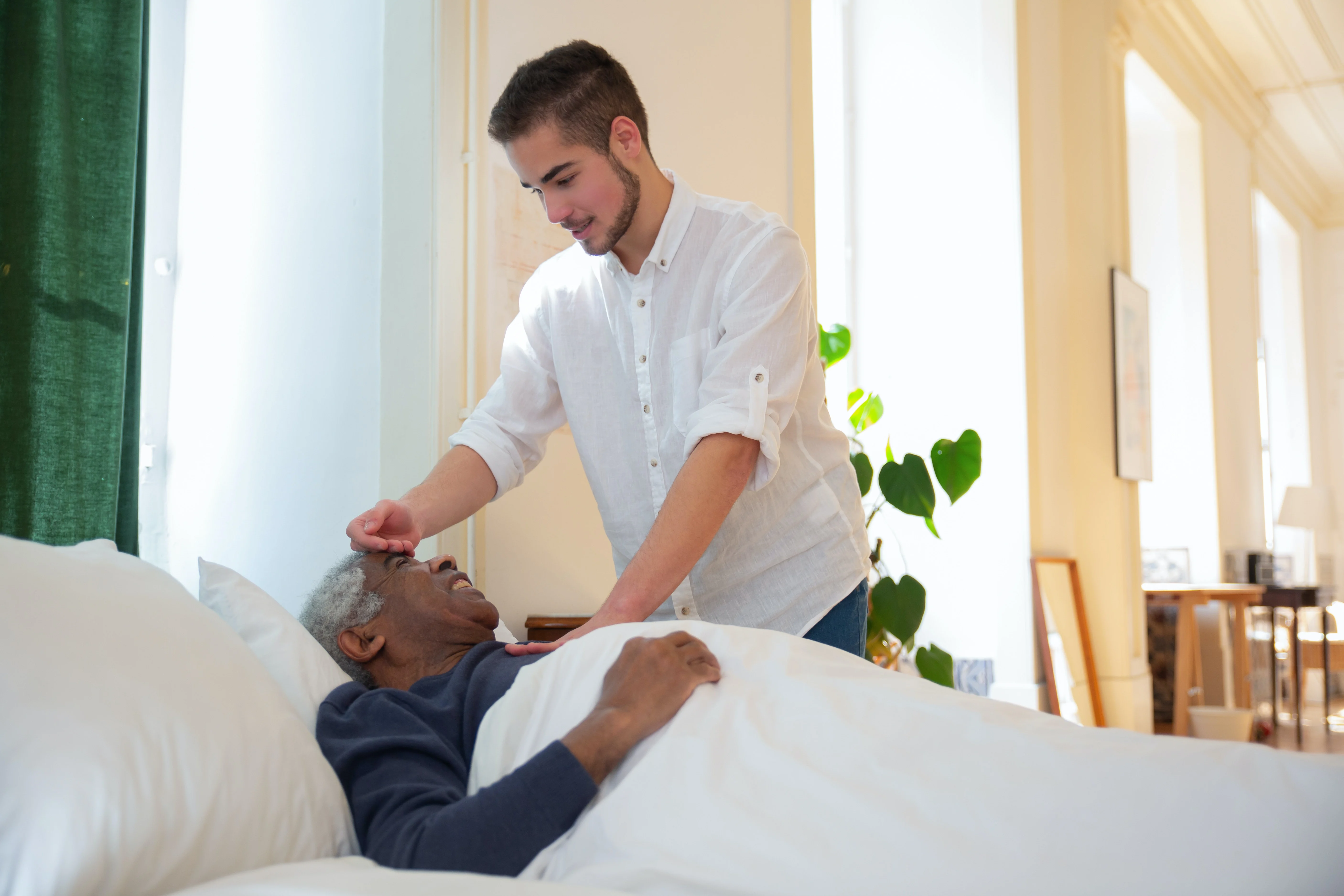 Caregiver assisting elderly